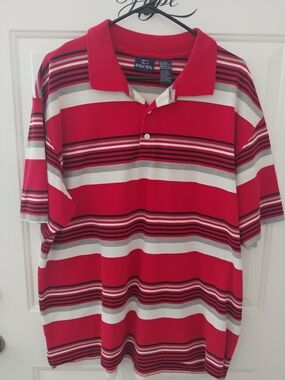 Bugle Boy Red Striped Short Sleeve Polo